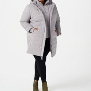 Zuda gray long puffer coat size XS